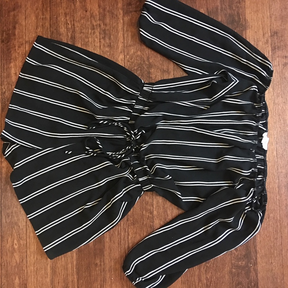 A’gaci Striped off the shoulder romper